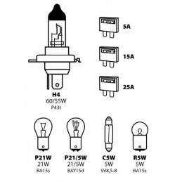 Kit lampade di ricambio 8 pz  alogena H4 - 12V