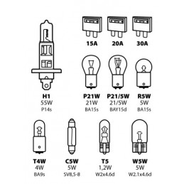 Kit lampade di ricambio 11 pz  alogena H1 - 12V