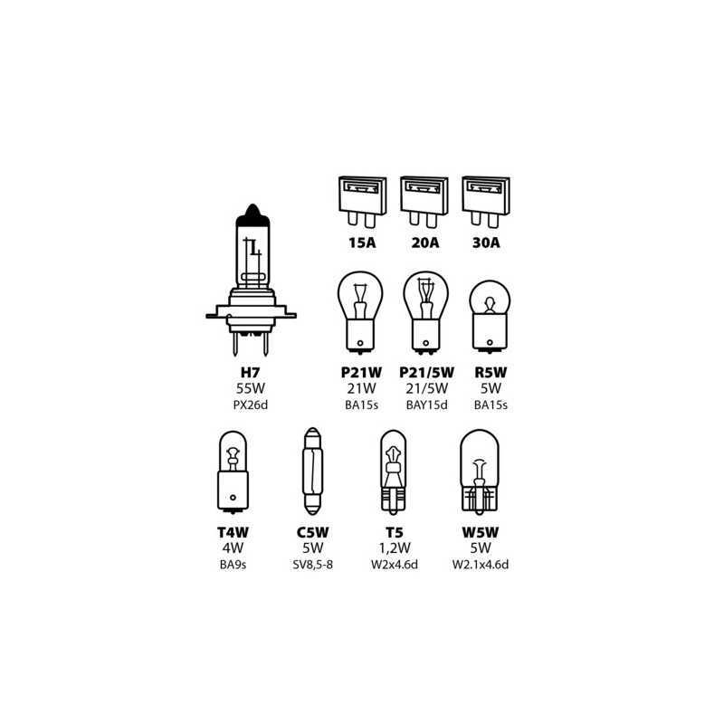 Kit lampade di ricambio 11 pz alogena H7 - 12V