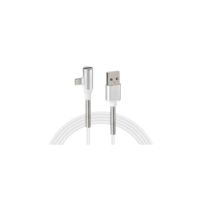 Cavo 90 gradi  Usb   Apple 8 Pin + adattatore auricolari - 100 cm - Bianco