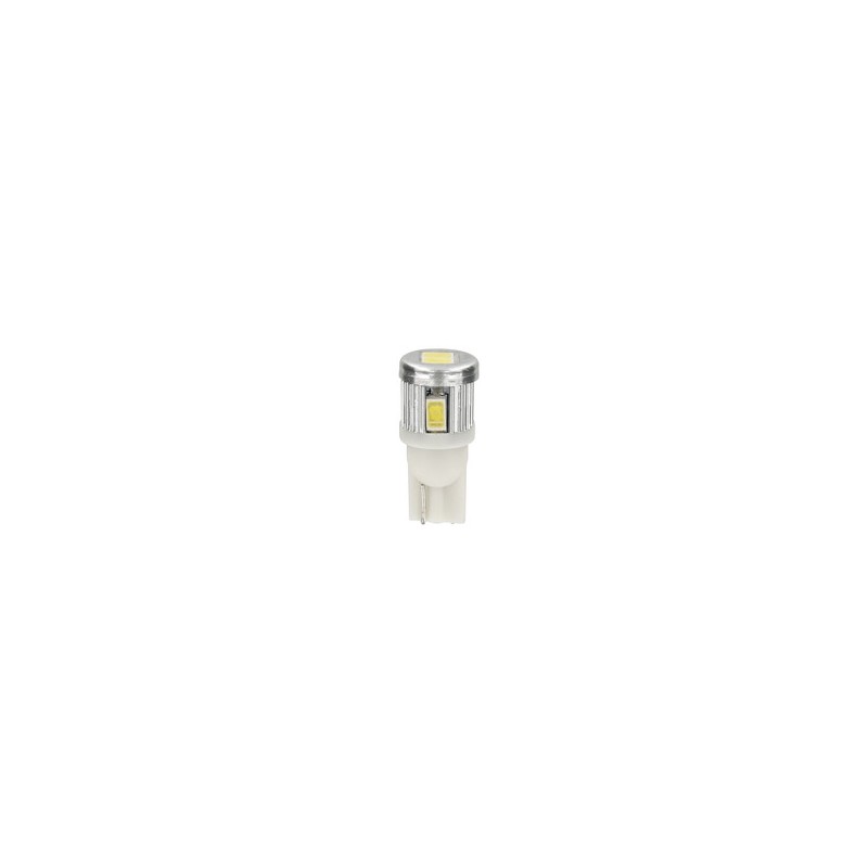 12V Mega-Led 6 - 6 SMD x 1 chip - (T10) - W2 1x9 5d - 2 pz - D Blister - Bianco - Doppia polarità - Resistenza incorporata