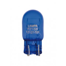 12V Blue Dyed Glass  Lampada con zoccolo vetro 2 filamenti - (W21 5W) - 21 5W - W3x16q - 2 pz  - D Blister