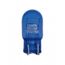 12V Blue Dyed Glass Lampada con zoccolo vetro 2 filamenti - (W21 5W) - 21 5W - W3x16q - 2 pz - D Blister