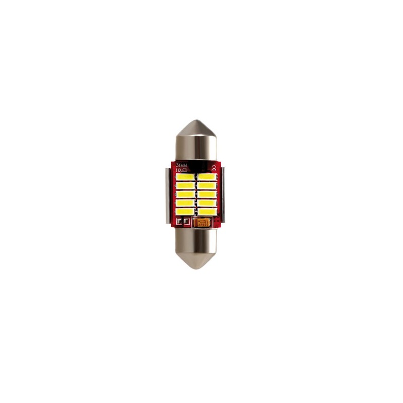10-30V Mega-Led 10 - 10 SMD x 1 chip - 12x31 mm - SV8 5-8 - 1 pz - D Blister - Bianco - Doppia polarità - Resistenza incorporat