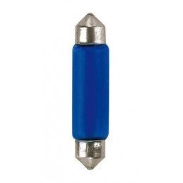 12V Blue Dyed Glass  Lampada siluro - 11x44 mm - 10W - SV8 5-8 - 2 pz  - D Blister