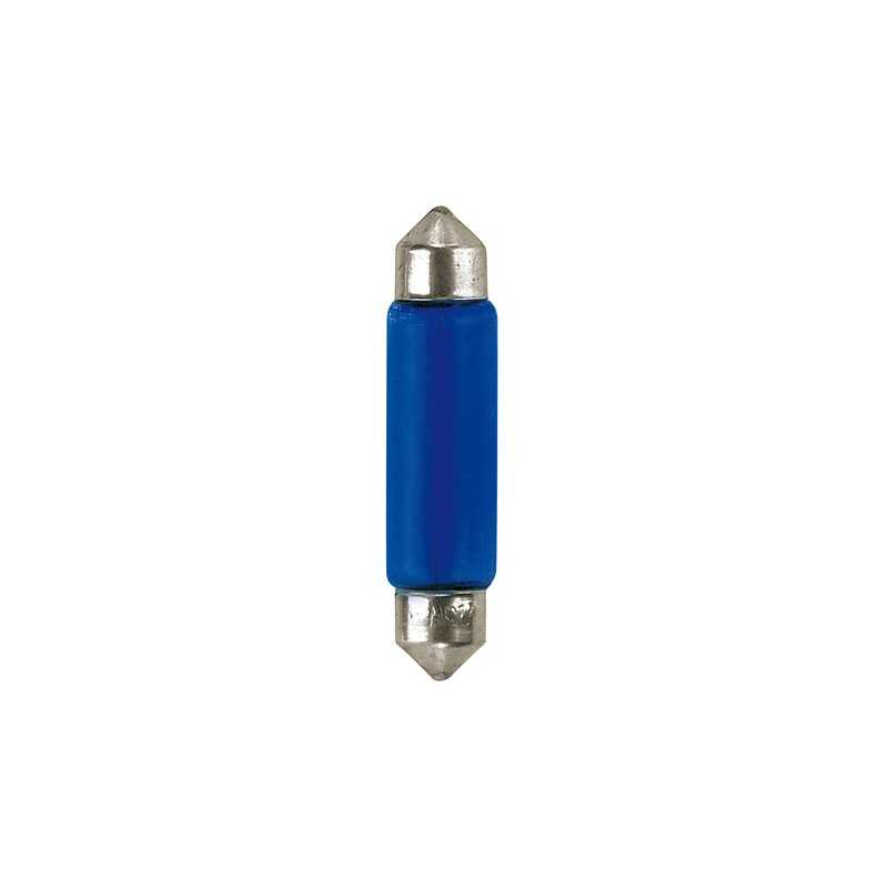 12V Blue Dyed Glass Lampada siluro - 11x44 mm - 10W - SV8 5-8 - 2 pz - D Blister