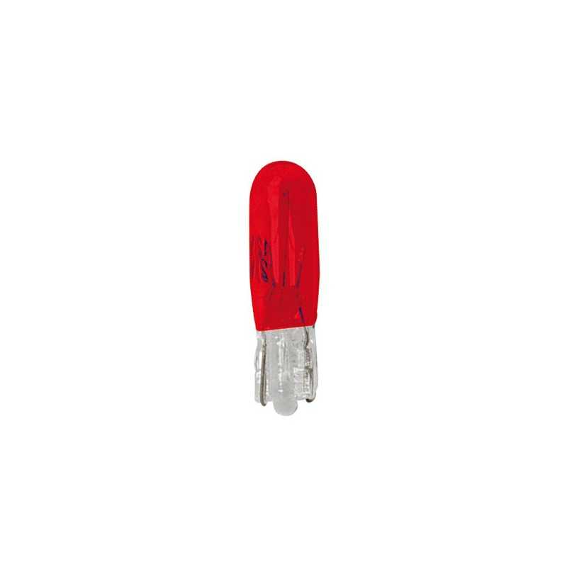 12V Lampada con zoccolo vetro - (T5) - 1 2W - W2x4 6d - 2 pz - D Blister - Rosso