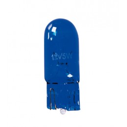 12V Blue Dyed Glass  Lampada zoccolo vetro - (W5W) - 5W - W2 1x9 5d - 2 pz  - D Blister