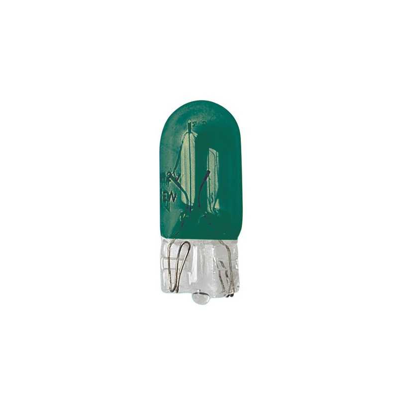 12V Lampada con zoccolo vetro - (W5W) - 5W - W2 1x9 5d - 2 pz - D Blister - Verde