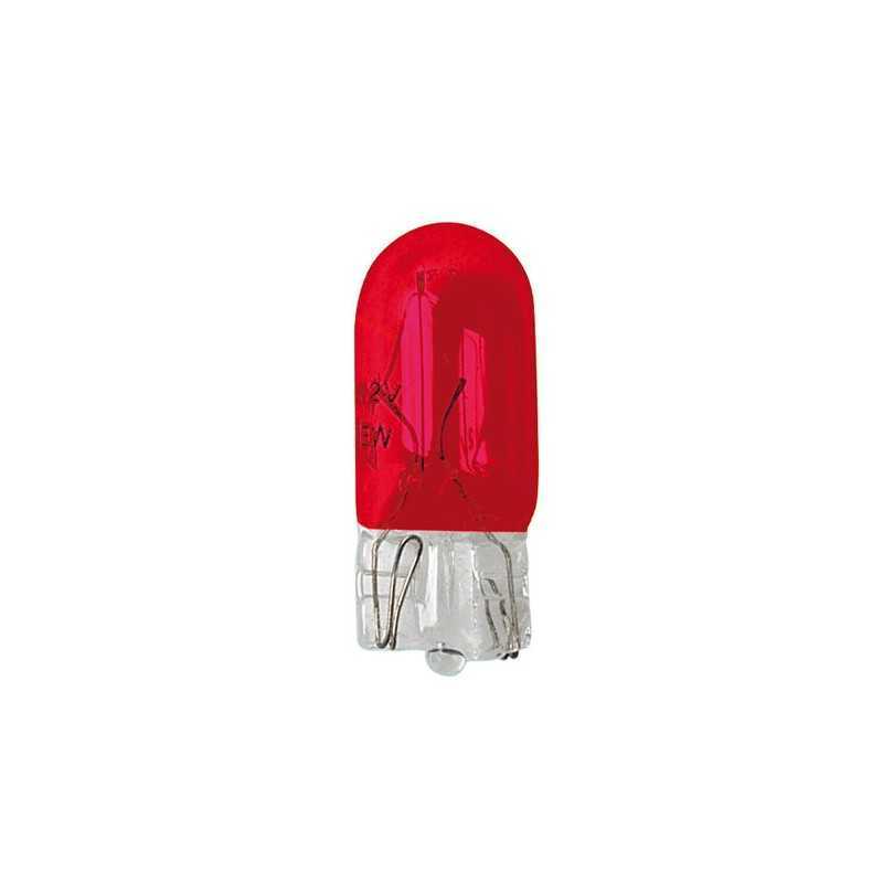 12V Lampada con zoccolo vetro - (W5W) - 5W - W2 1x9 5d - 2 pz - D Blister - Rosso