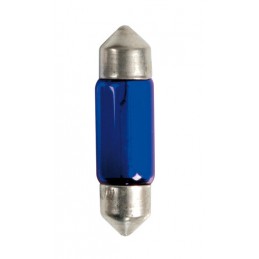 12V Blue Dyed Glass  Lampada siluro  - (C10W) - 11x35 mm - 10W - SV8 5-8 - 2 pz  - D Blister
