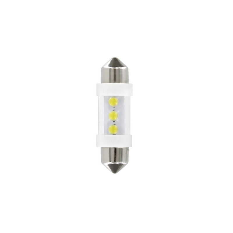 12V Lampada siluro 3 Led - (C5W) - 10x35 mm - SV8 5-8 - 2 pz - Scatola - Bianco