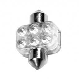 12V Lampada siluro 6 Led - 18x31 mm - SV8 5-8 - 1 pz - D Blister - Bianco