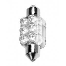 12V Lampada siluro 6 Led - 13x35 mm - SV8 5-8 - 1 pz - Scatola - Bianco