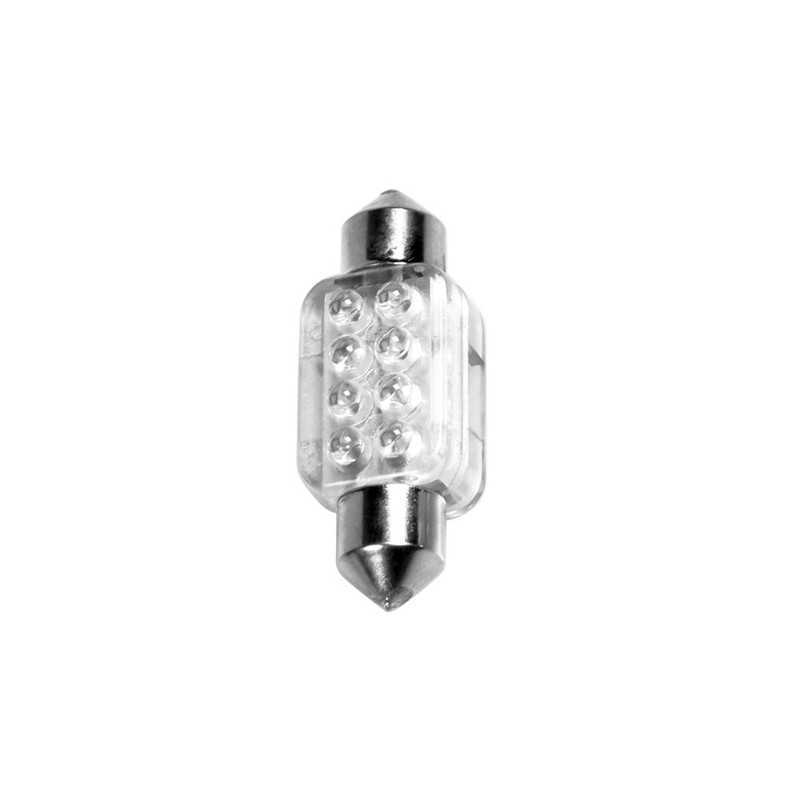 12V Lampada siluro 8 Led - 13x35 mm - SV8 5-8 - 1 pz - Scatola - Bianco