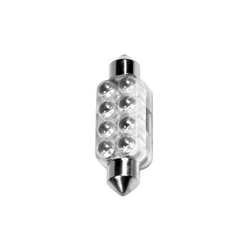 12V Lampada siluro 8 Led - 13x44 mm - SV8 5-8 - 1 pz - Scatola - Bianco