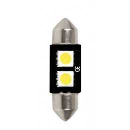 12V Hyper-Led 6 - 2 SMD x 3 chips - (C5W) - 10x36 mm - SV8 5-8 - 1 pz - Scatola - Bianco - Doppia polarità - Resistenza incorpo