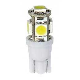 12V Hyper-Led 15 - 5 SMD x 3 chips - (T10) - W2 1x9 5d - 2 pz - D Blister - Bianco - Doppia polarità