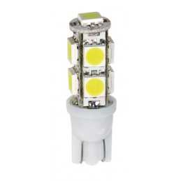 12V Hyper-Led 27 - 9 SMD x 3 chips - (T10) - W2 1x9 5d - 2 pz - D Blister - Bianco - Doppia polarità