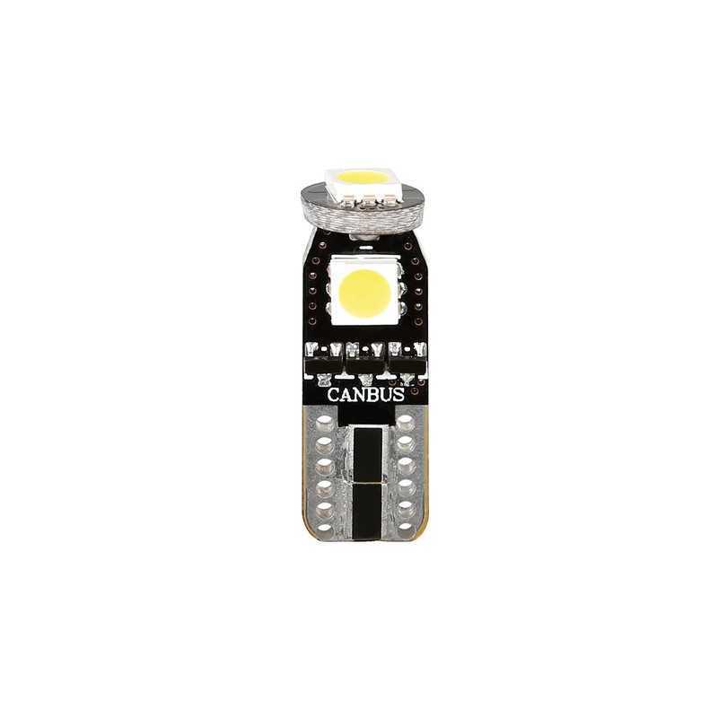 12V Hyper-Led 9 - 3 SMD x 3 chips - (T10) - Trifocus - W2 1x9 5d - 2 pz - Scatola - Bianco - Doppia polarità - Resistenza incor