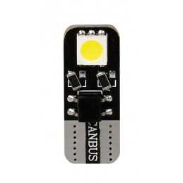 12V Hyper-Led 6 - 2 SMD x 3 chips - (T10) - Bifocus - W2 1x9 5d - 2 pz - D Blister - Bianco - Doppia polarità - Resistenza inco