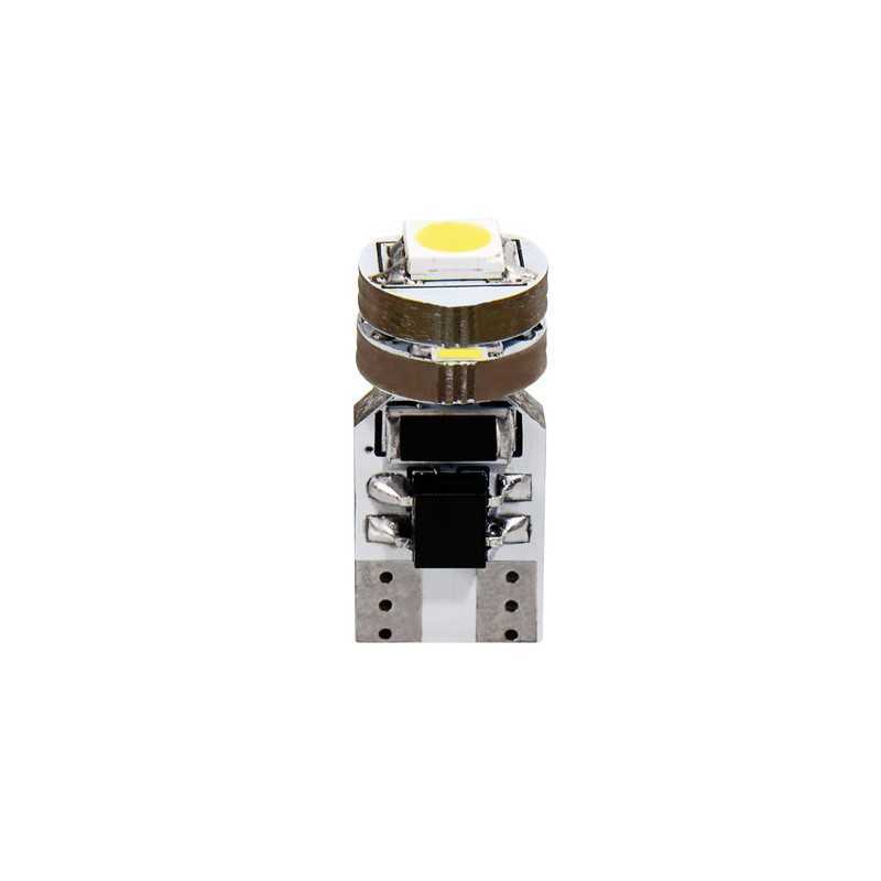 12V Hyper-Led 12 - 4 SMD x 3 chips - (T10) - Quadrifocus - W2 1x9 5d - 2 pz - D Blister - Bianco - Doppia polarità - Resistenza