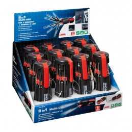 Multi-Use 8 in 1 set giraviti con torcia a Led - Display 12 pz