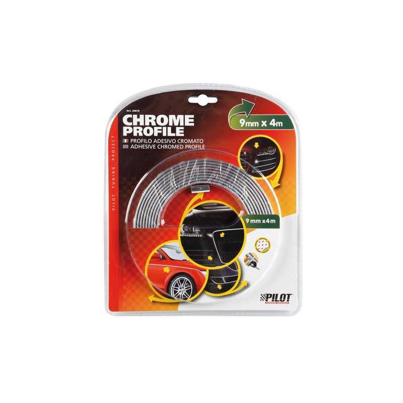 Profilo adesivo cromato - 4 m - 9 mm