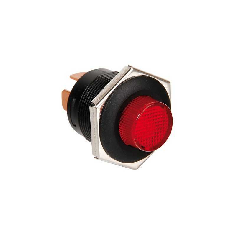Interruttore a pulsante con spia a Led - 12 24V - Rosso