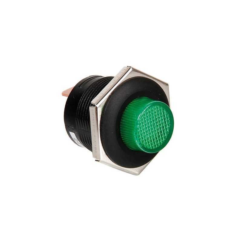 Interruttore a pulsante con spia a Led - 12 24V - Verde