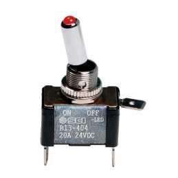 Interruttore a leva in alluminio con spia a Led - 12 24V - Rosso - 20A