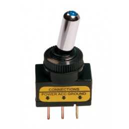Interruttore a leva tipo Racing in alluminio con spia a Led - 12 24V - Blu - 20A
