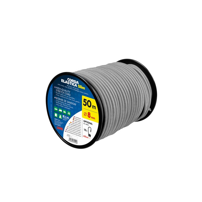 Corda elastica in bobina  grigio -   8 mm - 50 m