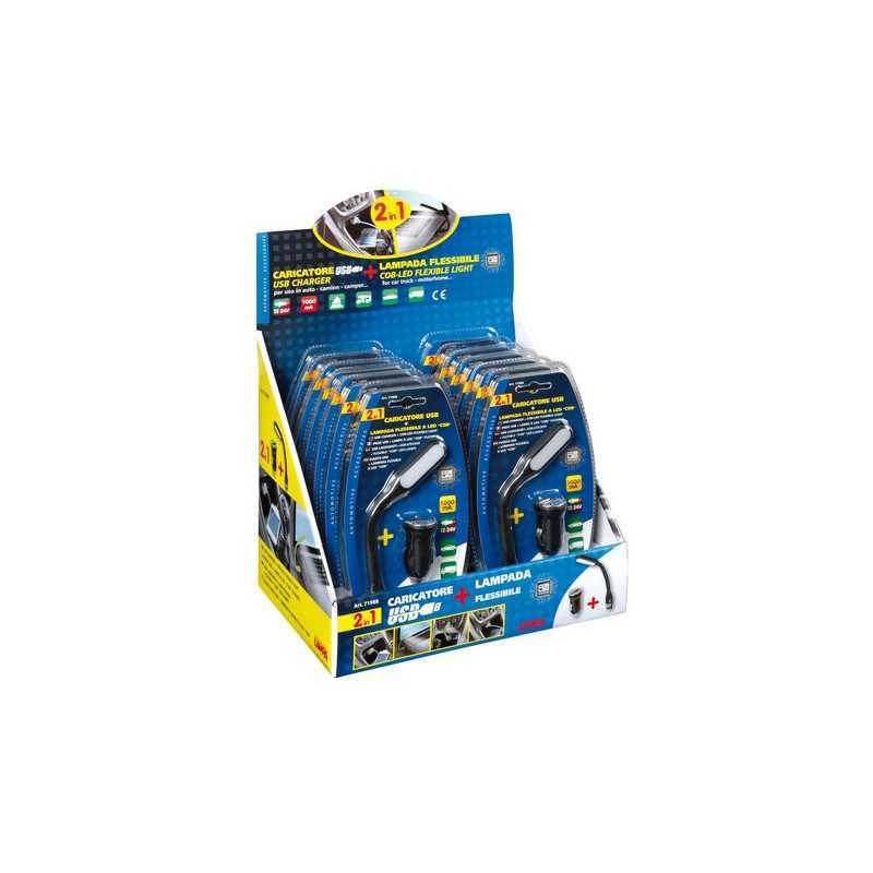 Lampada flessibile a LED COB + caricatore USB 12 24V - Display 12 pz