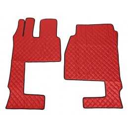 Coppia tappeti in similpelle - Rosso - Mercedes Actros MP4 (09 11 ) cabina larga