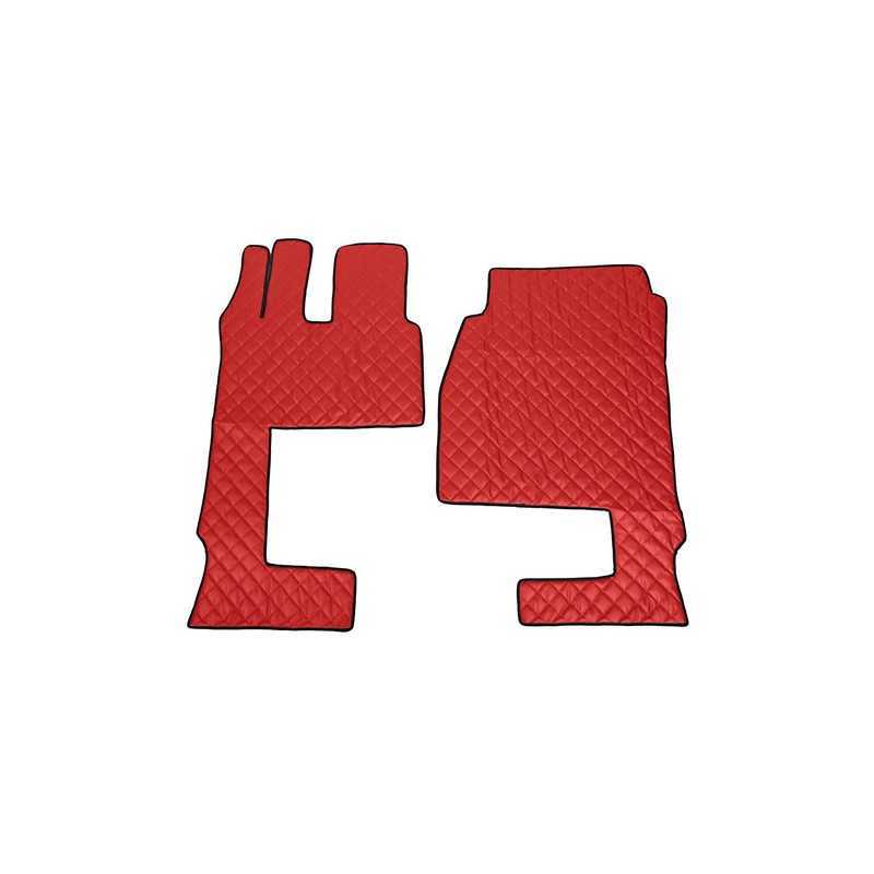 Coppia tappeti in similpelle - Rosso - Mercedes Actros MP4 (09 11 ) cabina larga