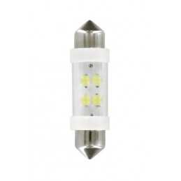 24V Lampada siluro 4 Led - 11x38 mm - SV8 5-8 - 2 pz - D Blister - Bianco