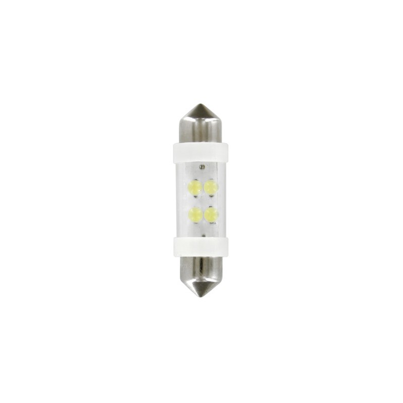 24V Lampada siluro 4 Led - 11x38 mm - SV8 5-8 - 2 pz - D Blister - Bianco