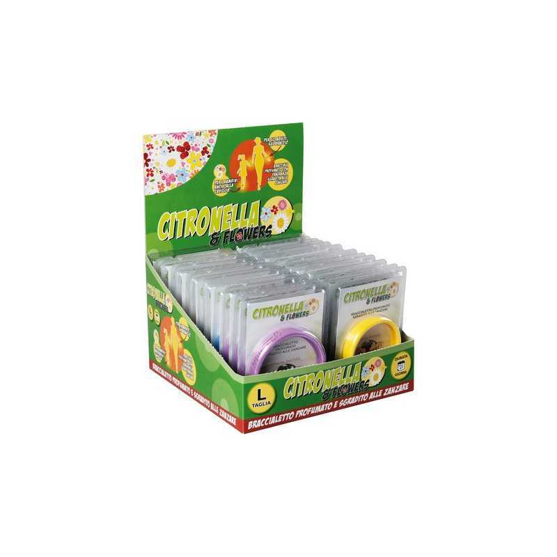 Citronella & Flowers Espositore da banco 26 pz braccialetti antizanzare profumati