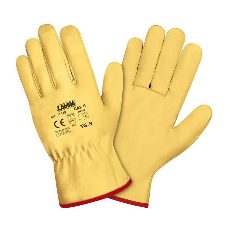 GUANTI LAVORO PELLE BOVINO COLORE GIALLO TG.10