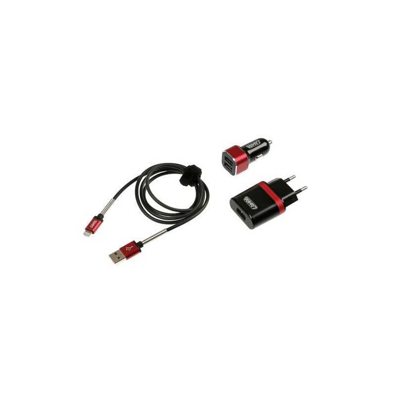 Kit 3 in 1 Universal (Apple 8 pin Micro Usb) - Fast Charge - 12 24V + 230V