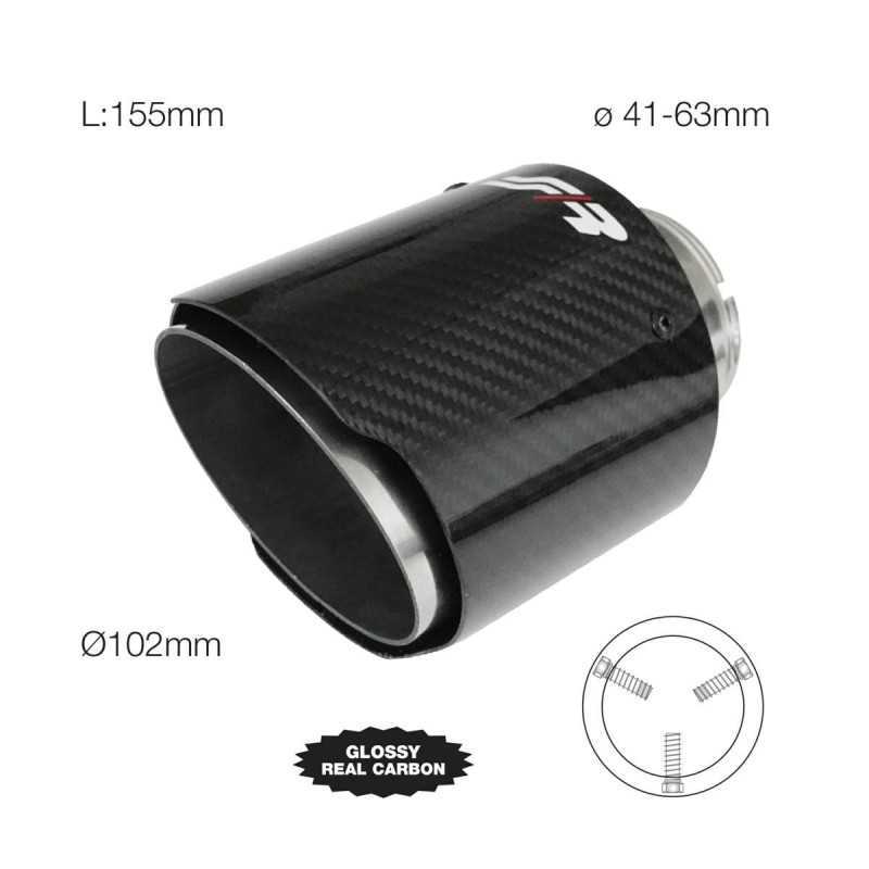 Terminale rotondo inclinato carbonio uscita 102 mm