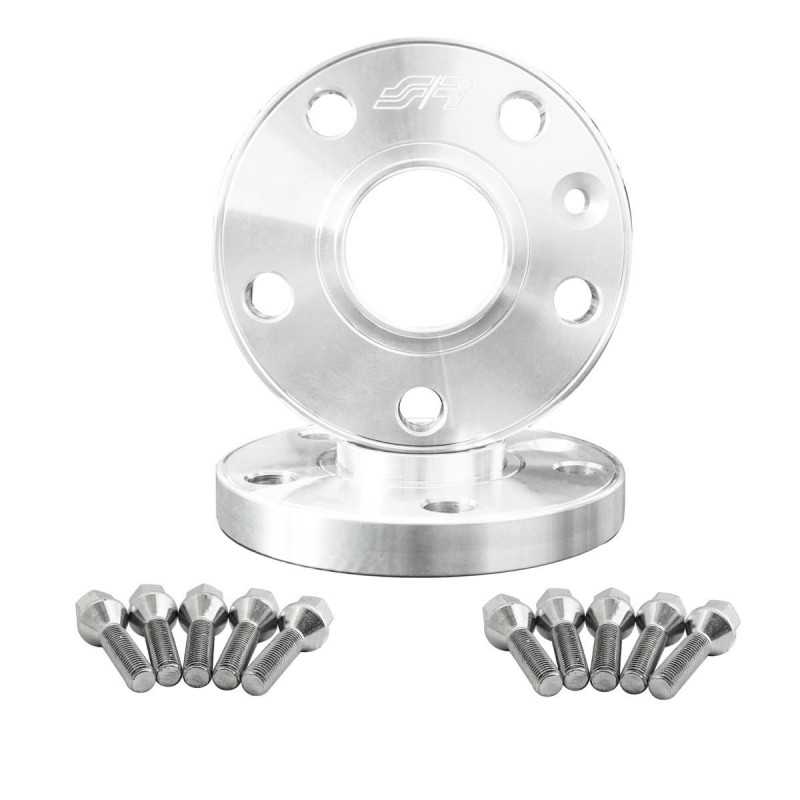 2 distanziali alluminio 12mm 5x112 mozzo 66,6 con bulloneria