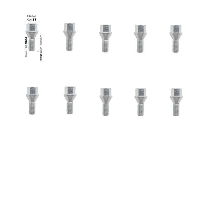10 bulloni ch.17 12X1.5 l.25mm