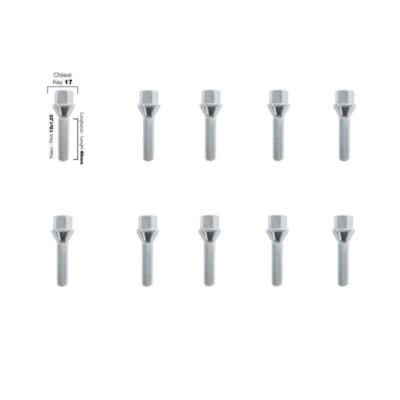10 bulloni ch.17 12x1.25 l.46mm