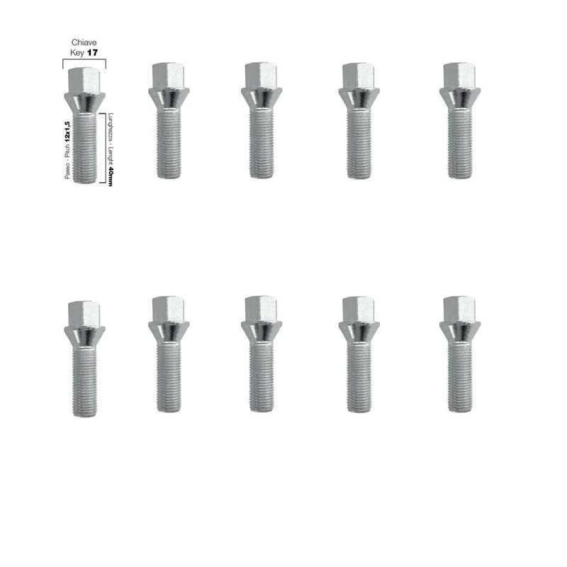 10 bulloni ch.17 14x1.5 l.40mm