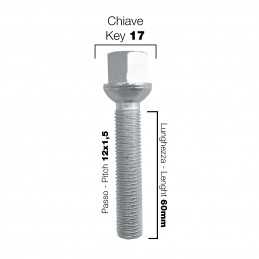 10 bulloni ch.17 12x1.5 l.60mm sferici