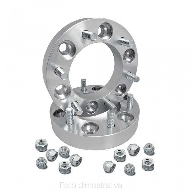 2 distanziali alluminio 25mm 5x105 con bulloneria mozzo 56,6