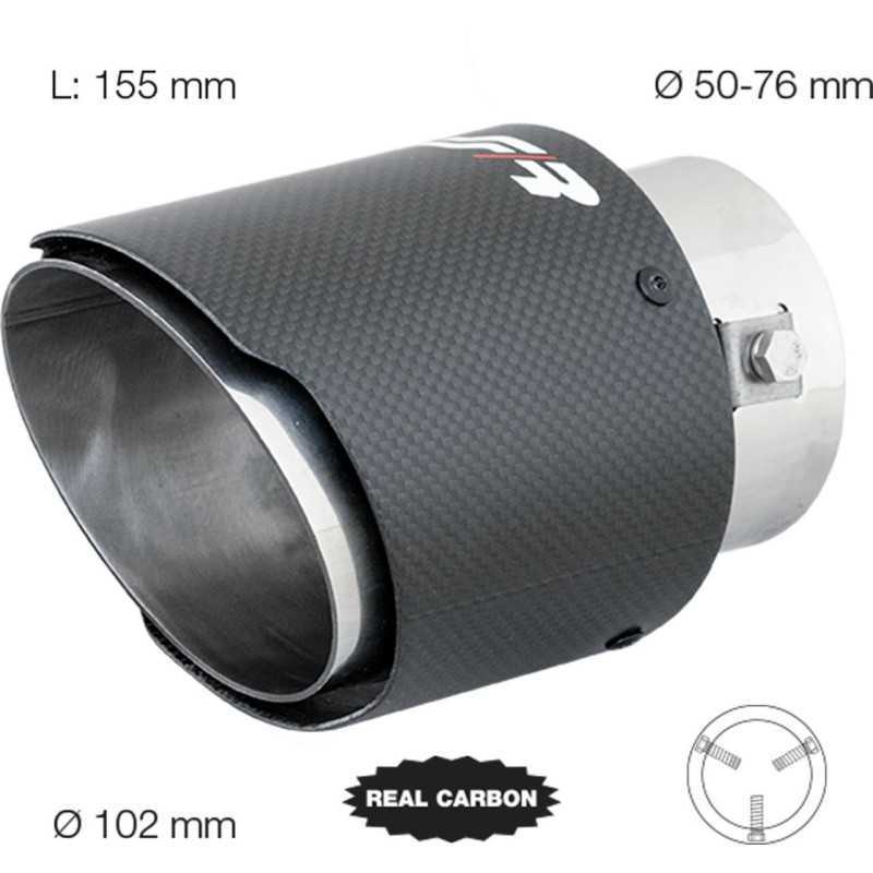 Terminale rotondo inclinato carbonio uscita 102 mm