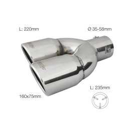 Terminale rotondo doppio inclinato disassato acciaio inox
